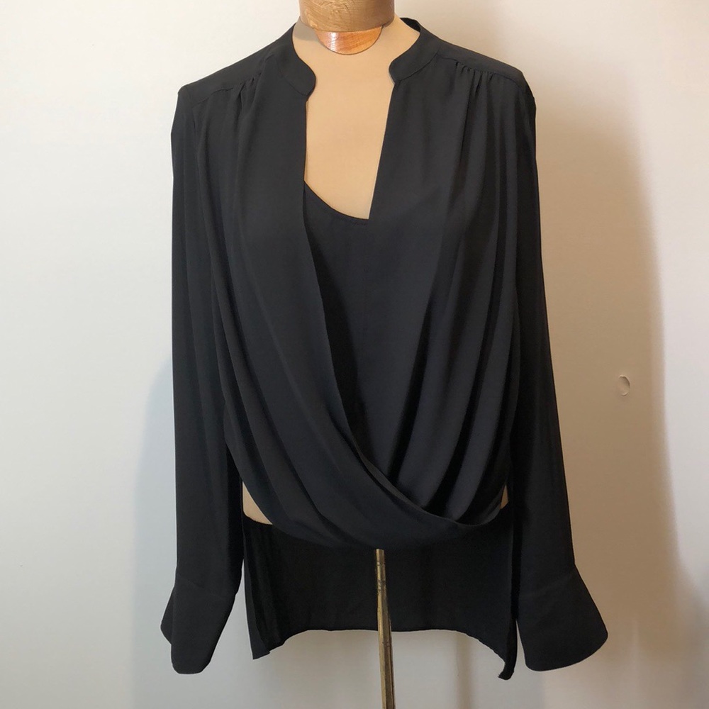 Light Weight, black cross over blouse